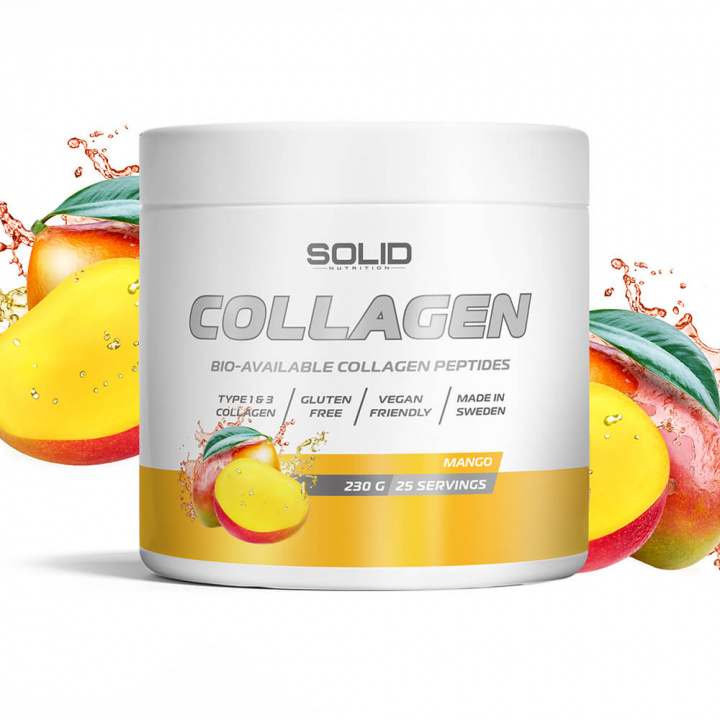 SOLID Nutrition Collagen, 230 g (Mango) i gruppen Kosttilskud & Fødevarer / Ledesundhed / Kollagen hos Tillskottsbolaget (SOLID8593-2)