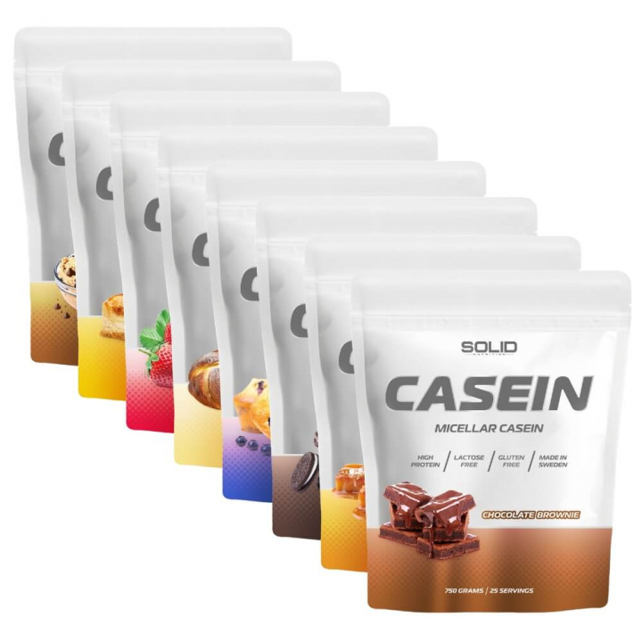 8 x SOLID Nutrition Casein, 750 g i gruppen Kosttilskud & Fødevarer / Proteinpulver / Kaseinprotein hos Tillskottsbolaget (SOLID86366)