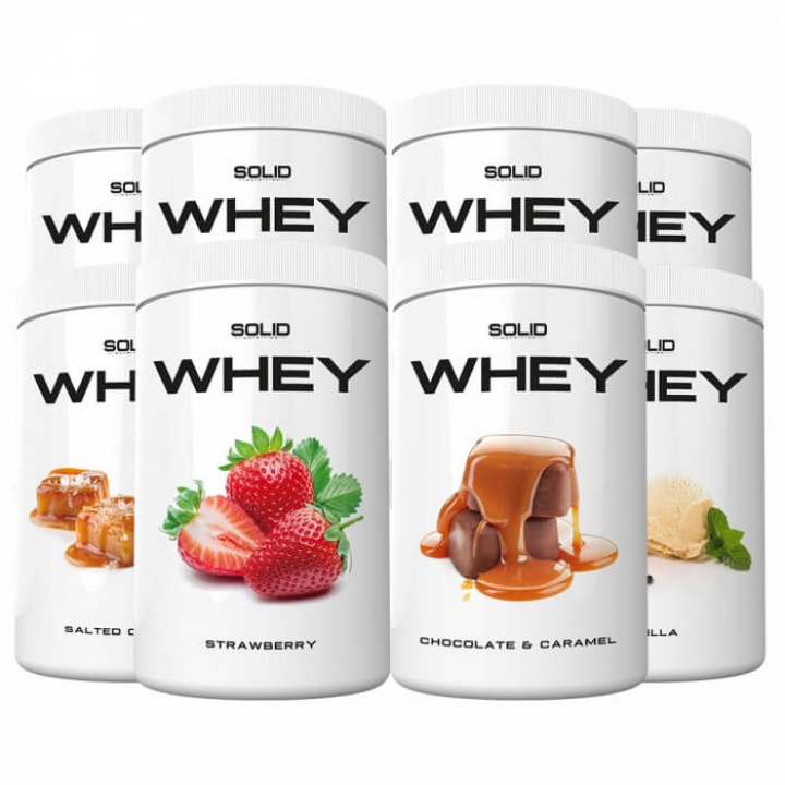 8 x SOLID Nutrition Whey, 750 g i gruppen Kosttilskud & Fødevarer / Proteinpulver / Valleprotein / Whey protein hos Tillskottsbolaget (SOLID8)