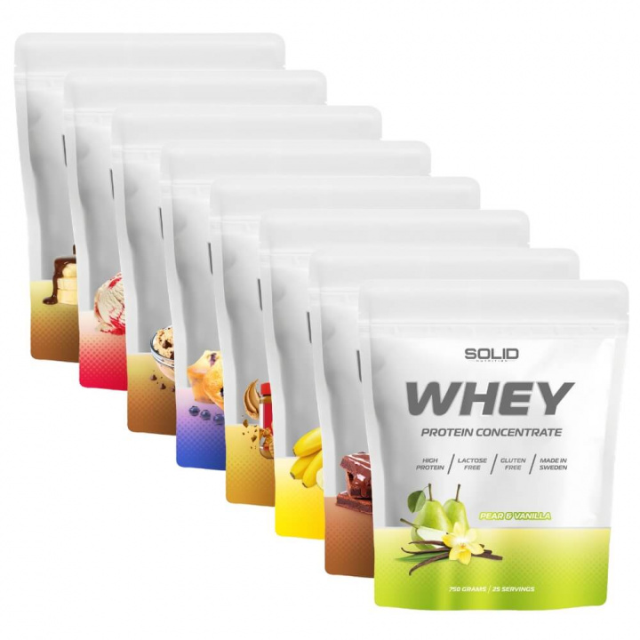 8 x SOLID Nutrition Whey, 750 g i gruppen Kosttilskud & Fødevarer / Proteinpulver / Valleprotein / Whey protein hos Tillskottsbolaget (SOLID8)