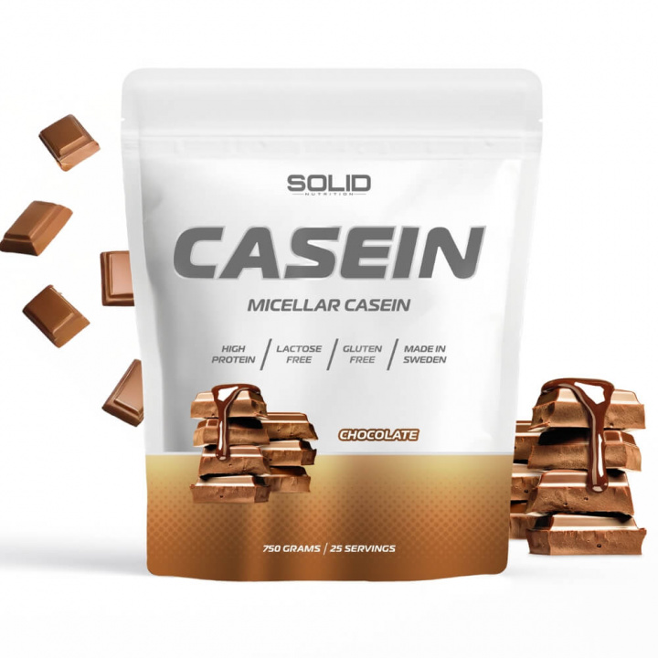SOLID Nutrition Casein, 750 g (Chocolate) i gruppen Kosttilskud & Fødevarer / Proteinpulver / Kaseinprotein hos Tillskottsbolaget (SOLIDCASEIN1-2)