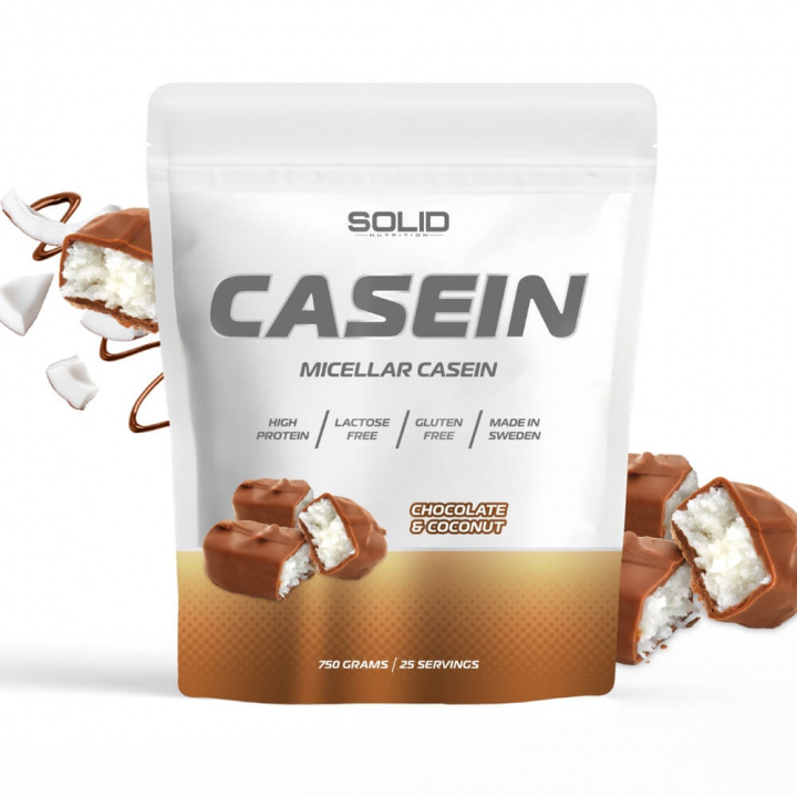 SOLID Nutrition Casein, 750 g (Chocolate & Coconut) i gruppen Kosttilskud & Fødevarer / Proteinpulver / Kaseinprotein hos Tillskottsbolaget (SOLIDCASEIN1-7)