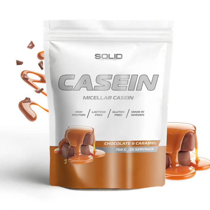 SOLID Nutrition Casein, 750 g (Chocolate & Caramel) i gruppen Kosttilskud & Fødevarer / Proteinpulver / Kaseinprotein hos Tillskottsbolaget (SOLIDCASEIN1-8)