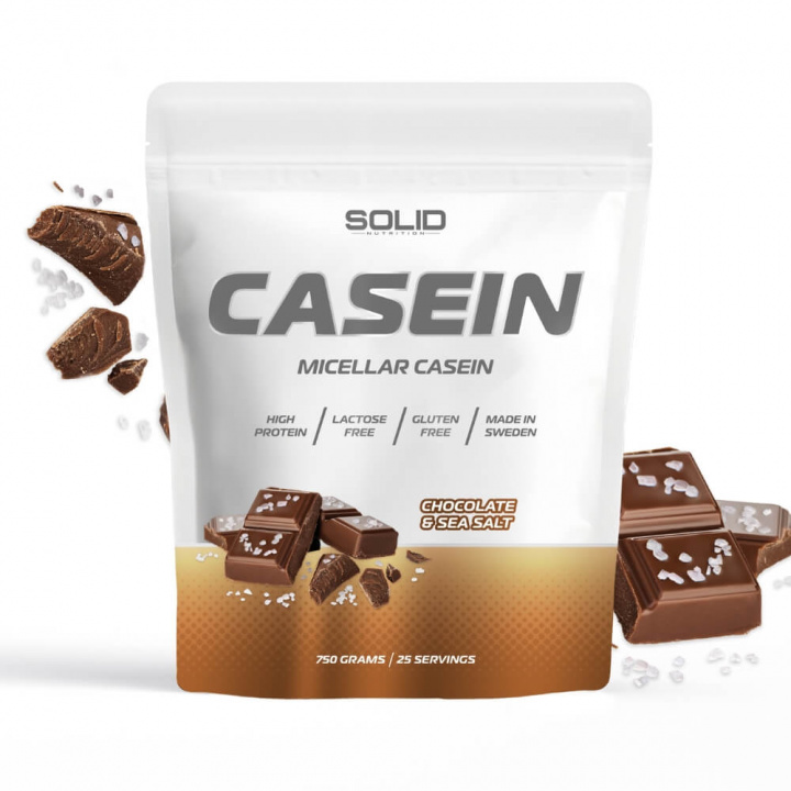 SOLID Nutrition Casein, 750 g (Chocolate & Sea Salt) i gruppen Kosttilskud & Fødevarer / Proteinpulver / Kaseinprotein hos Tillskottsbolaget (SOLIDCASEIN1-9)
