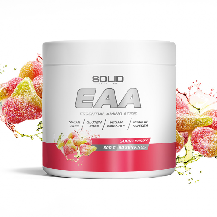 SOLID Nutrition EAA, 300 g (Sour Cherry) i gruppen Kosttilskud & Fødevarer / Aminosyrer / EAA hos Tillskottsbolaget (SOLIDEAA-10)