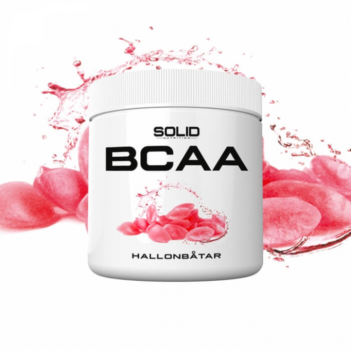SOLID Nutrition BCAA, 300 g (Hallonbåtar) i gruppen Kosttilskud & Fødevarer / Aminosyrer / BCAA hos Tillskottsbolaget (SOLIDHALLON)
