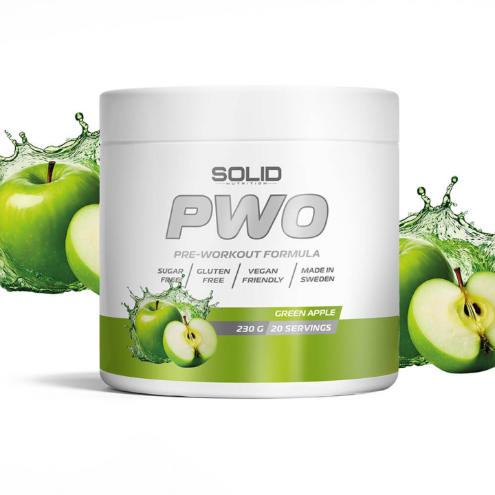 SOLID Nutrition PWO, 230 g (Green Apple) i gruppen Kosttilskud & Fødevarer / Præstationsforbedringer / Pre-Workout / PWO hos Tillskottsbolaget (SOLIDPWO-4)