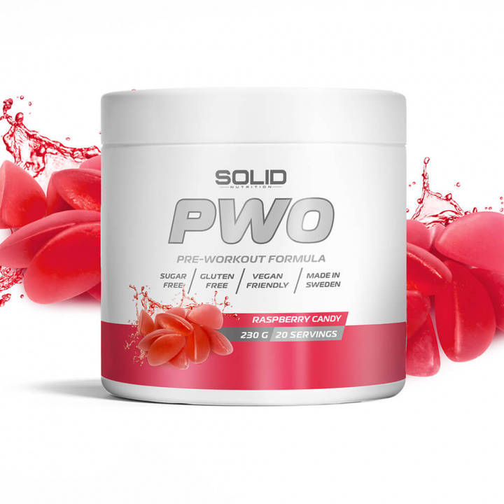 SOLID Nutrition PWO, 230 g (Raspberry Candy) i gruppen Emne / Glutenfrie kosttilskud hos Tillskottsbolaget (SOLIDPWOHALLON)