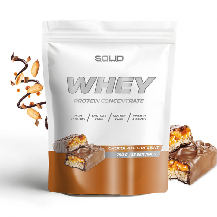 SOLID Nutrition Whey, 750 g (Chocolate & Peanut) i gruppen Kosttilskud & Fødevarer / Proteinpulver / Valleprotein / Whey protein hos Tillskottsbolaget (SOLIDWHEY-10)