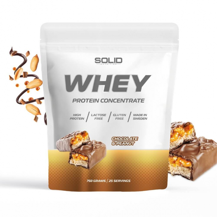 SOLID Nutrition Whey, 750 g (Chocolate & Peanut) i gruppen Kosttilskud & Fødevarer / Proteinpulver / Valleprotein / Whey protein hos Tillskottsbolaget (SOLIDWHEY-10)