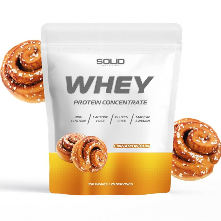SOLID Nutrition Whey, 750 g (Cinnamon Bun) i gruppen Kosttilskud & Fødevarer / Proteinpulver / Valleprotein / Whey protein hos Tillskottsbolaget (SOLIDWHEY-1)