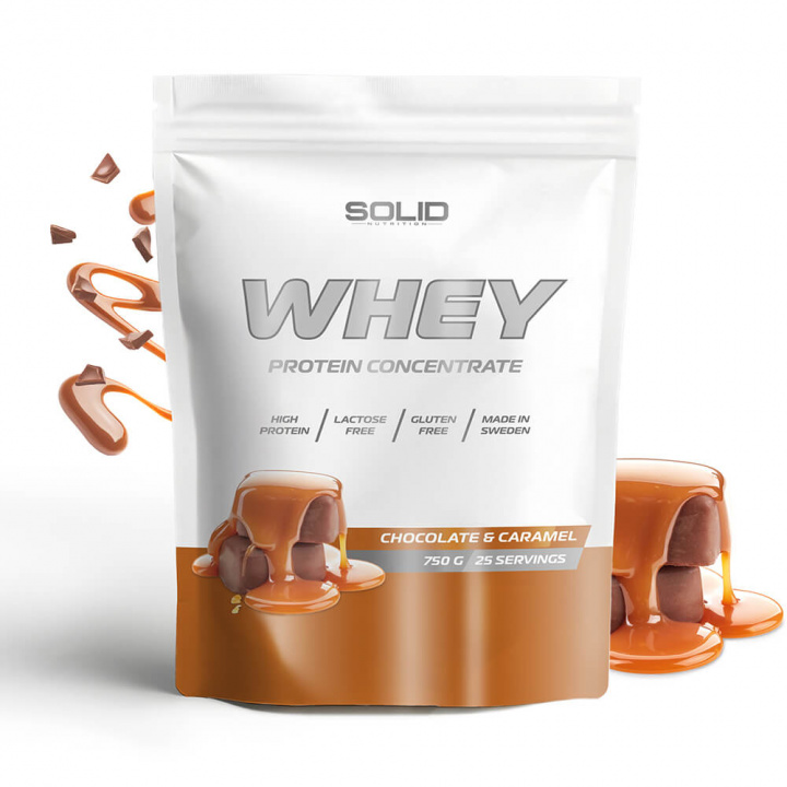 SOLID Nutrition Whey, 750 g (Chocolate & Caramel) i gruppen Kosttilskud & Fødevarer / Proteinpulver / Valleprotein / Whey protein hos Tillskottsbolaget (SOLIDWHEY-6)