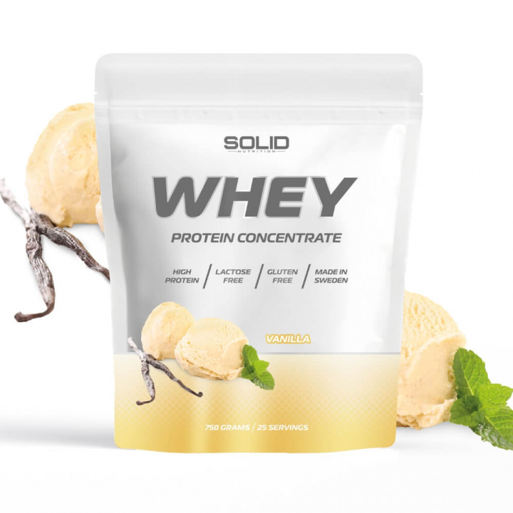 SOLID Nutrition Whey, 750 g (Vanilla) i gruppen Kosttilskud & Fødevarer / Proteinpulver / Valleprotein / Whey protein hos Tillskottsbolaget (SOLIDWHEY-8)