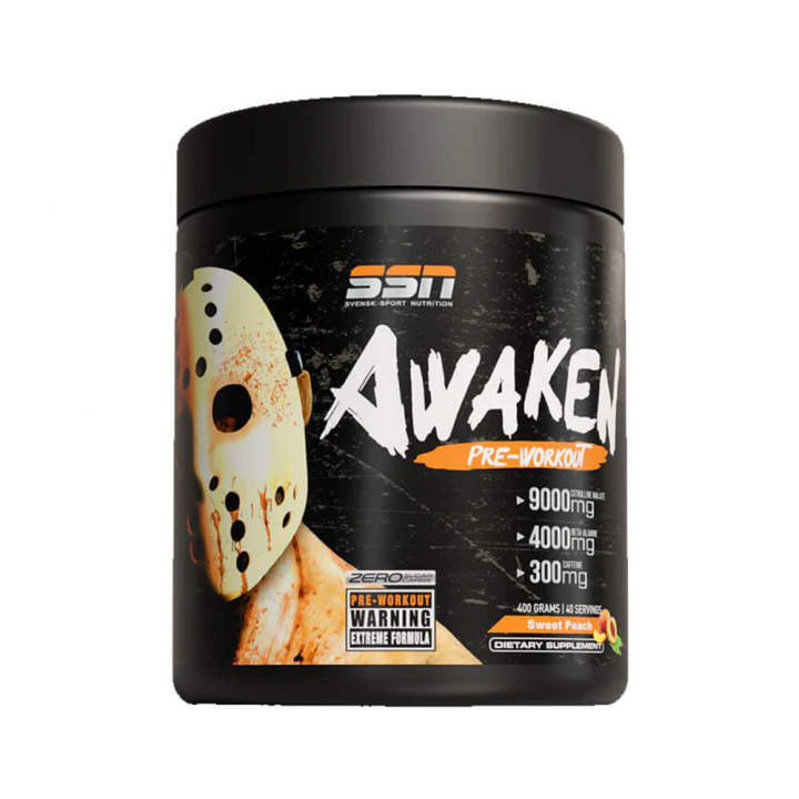 SSN Awaken PWO, 400 g (Sweet Peach) i gruppen Kosttilskud & Fødevarer / Præstationsforbedringer / Pre-Workout / PWO hos Tillskottsbolaget (SSN001-6)