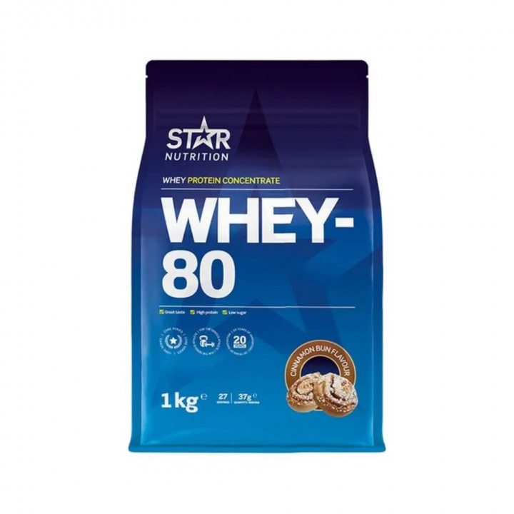 Star Nutrition Whey-80, 1 kg (Cinnamon Bun) i gruppen Kosttilskud & Fødevarer / Proteinpulver / Valleprotein / Whey protein hos Tillskottsbolaget (STAR001-17)
