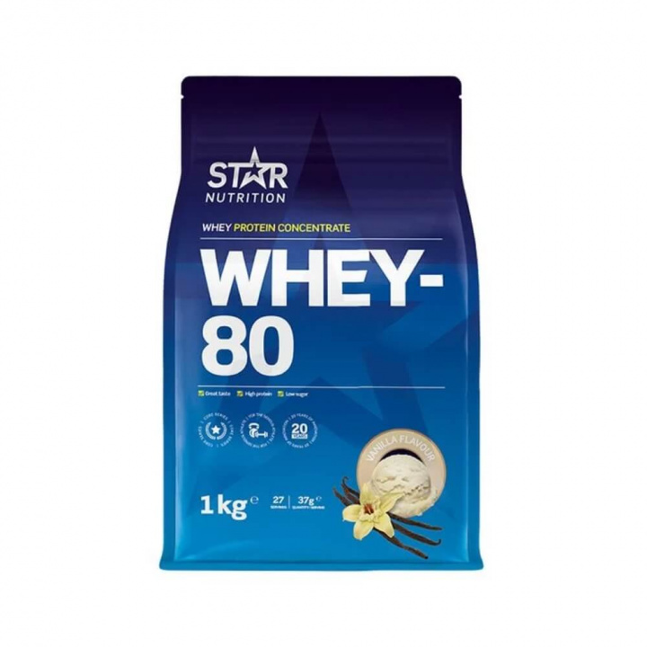 Star Nutrition Whey-80, 1 kg (Vanilj) i gruppen Kosttilskud & Fødevarer / Proteinpulver / Valleprotein / Whey protein hos Tillskottsbolaget (STAR001-8)