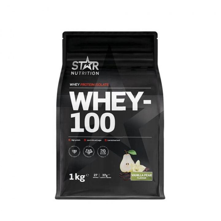 Star Nutrition Whey-100, 1 kg (Vanilla-Pear) i gruppen Kosttilskud & Fødevarer / Proteinpulver / Isolatprotein hos Tillskottsbolaget (STAR002-4)