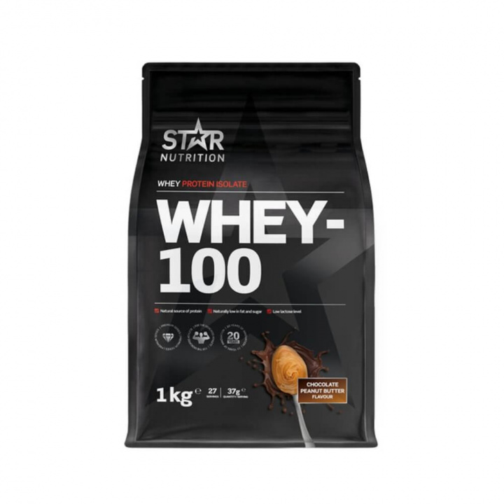 Star Nutrition Whey-100, 1 kg (Chocolate Peanut Butter) i gruppen Kosttilskud & Fødevarer / Proteinpulver / Isolatprotein hos Tillskottsbolaget (STAR002-6)