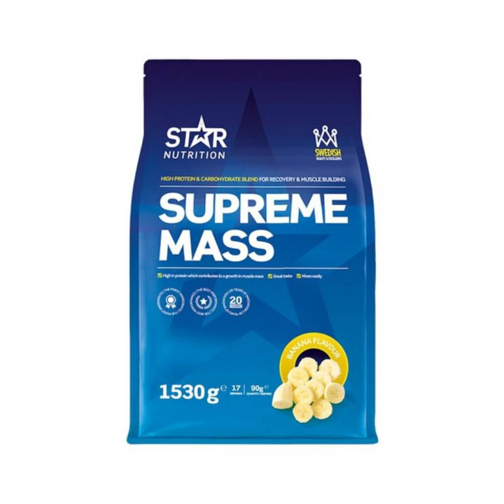 Star Nutrition Supreme Mass, 1530 g (Banana) i gruppen Emne / Svensk kosttilskud hos Tillskottsbolaget (STAR005-4)