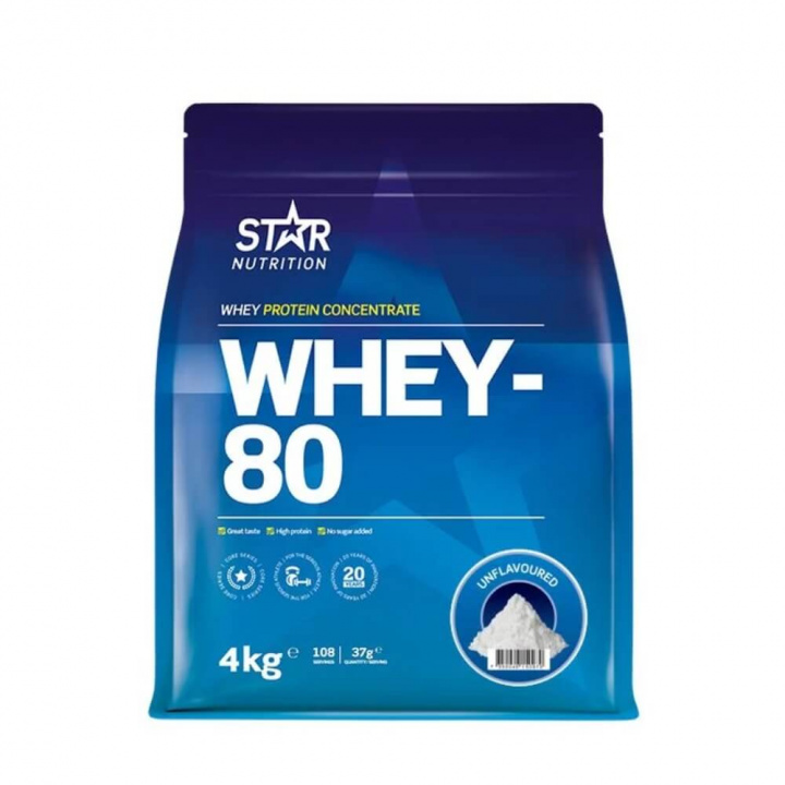 Star Nutrition Whey-80, 4 kg (Naturell) i gruppen Kosttilskud & Fødevarer / Proteinpulver / Valleprotein / Whey protein hos Tillskottsbolaget (STAR8422-12)