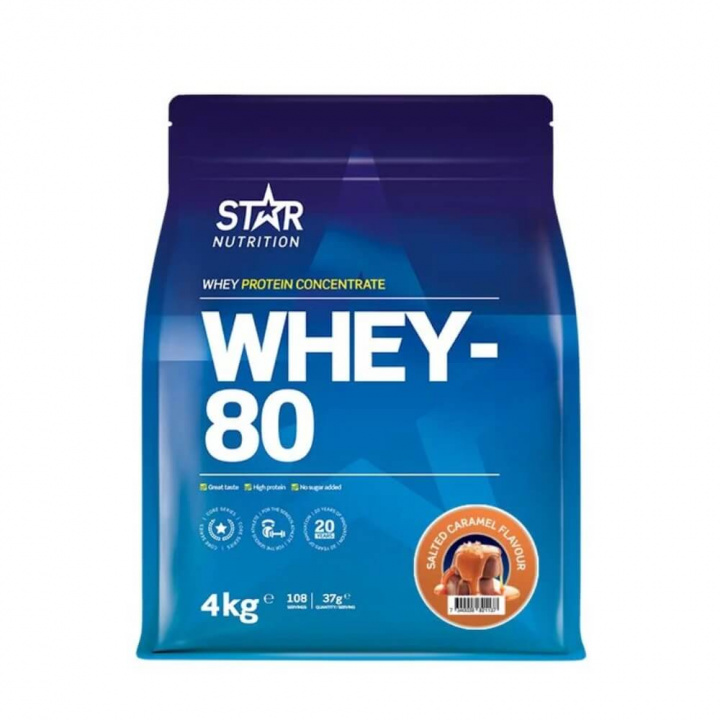 Star Nutrition Whey-80, 4 kg (Salted Caramel) i gruppen Kosttilskud & Fødevarer / Proteinpulver / Valleprotein / Whey protein hos Tillskottsbolaget (STAR8422-16)
