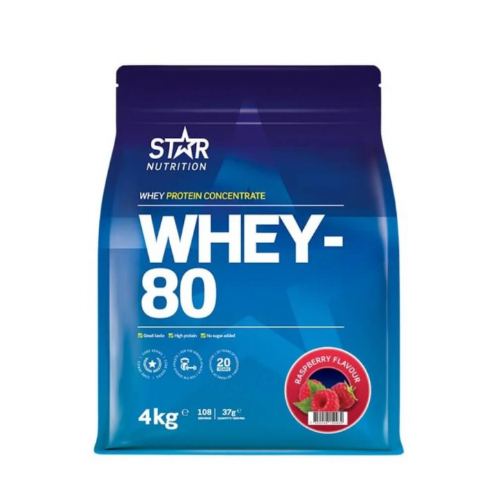 Star Nutrition Whey-80, 4 kg (Hallon) i gruppen Kosttilskud & Fødevarer / Proteinpulver / Valleprotein / Whey protein hos Tillskottsbolaget (STAR8422-9)