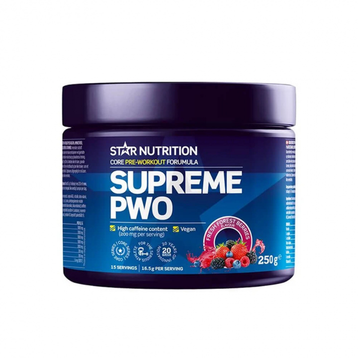 Star Nutrition Supreme PWO, 250 g (Fresh Forest Berry) i gruppen Kosttilskud & Fødevarer hos Tillskottsbolaget (STAR8695-3)