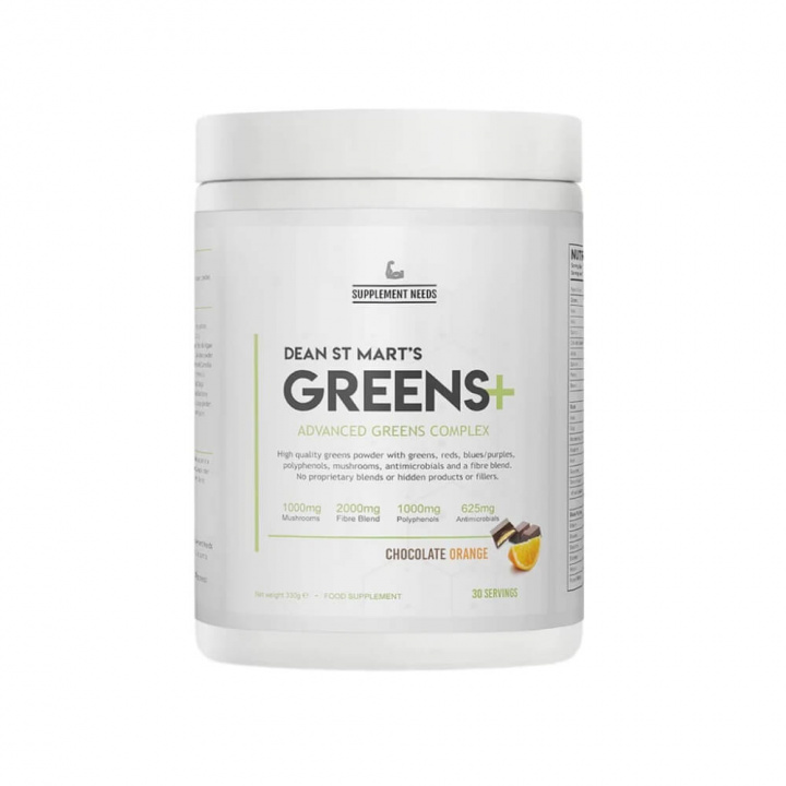 Supplement Needs Greens+, 30 serv. (Chocolate Orange) i gruppen Kosttilskud & Fødevarer / Sundhedskost / Superfoods hos Tillskottsbolaget (SUPPNEEDS8653-2)