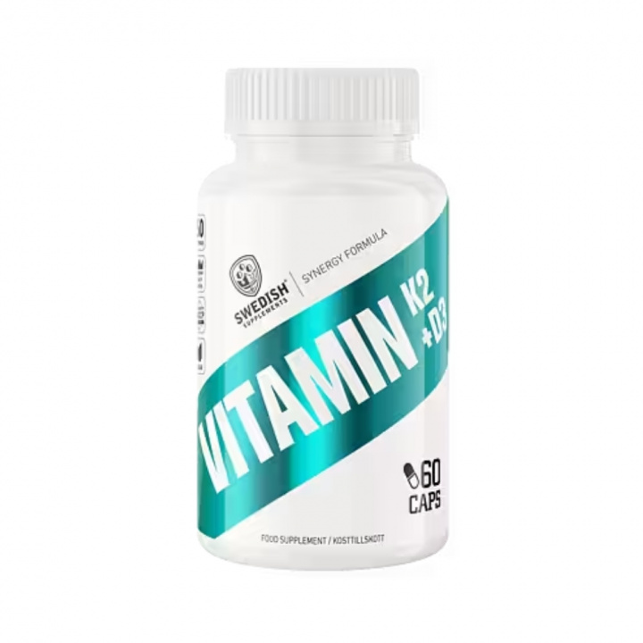 Swedish Supplements Vitamin K2+D3, 60 caps i gruppen Kosttilskud & Fødevarer / Vitaminer / Vitamin K2 + D3 hos Tillskottsbolaget (SWEDISH854)