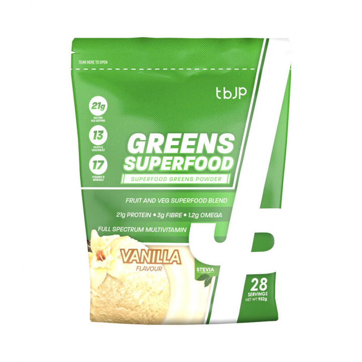 Trained By JP Superfood Greens, 952 g (Vanilla) i gruppen Kosttilskud & Fødevarer / Sundhedskost / Superfoods hos Tillskottsbolaget (TBJP7312-1)